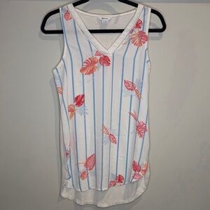 Reitmans White and Blue Striped Sleeveless Blouse